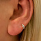 Simple S925 Sterling Silver Hoop Earrings, with Clear Cubic Zirconia, Golden, 8x6mm