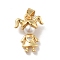 Brass Micro Pave Clear Cubic Zirconia Pendants, with Acrylic, Cadmium Free & Lead Free, Long-Lasting Plated, Girl, Real 18K Gold Plated, 16x12x6mm, Hole: 4x3.5mm