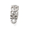 Brass with Cubic Zirconia Tube Bails, Cadmium Free & Nickel Free & Lead Free, Flower, Platinum, 10.5x7.5x4.5mm, Hole: 1.5mm