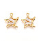 Brass Micro Pave Cubic Zirconia Pendants, Long-Lasting Plated, Nickel Free, Real 18K Gold Plated, Star, 16.5x14x2.5~3mm, Hole: 1.4mm