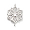 Brass Clear Cubic Zirconia Connector Snowflake Connector Charms, Rack Plating, Long-Lasting Plated, Lead Free & Cadmium Free, Platinum, 19.5x13x4mm, Hole: 1mm