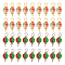 100Pcs 2 Colors Spray Painted Resin Connector Charms, with Iron Loops, Two Tone, Red & Green, Round, Platinum & Golden, 19.5x8.5mm, Hole: 2~3mm