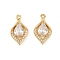 Brass Micro Pave Clear Cubic Zirconia Pendants, Leaf, Long-Lasting Plated, Nickel Free, Leaf, 16.5x9.5x3mm, Hole: 1.2mm