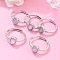 Oval Natural Aquamarine Adjustable Rings, Platinum Tone Brass Jewelry for Women, 1.3~2.3mm, Inner Diameter: 17mm