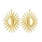 Ion Plating(IP) 304 Stainless Steel Pendants, Sun Charm, Real 18K Gold Plated, 34x22.5x2mm, Hole: 1.4mm
