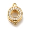 Brass Twister Clasps, Micro Pave Clear Cubic Zirconia, Cadmium Free & Nickel Free & Lead Free, Ring, Real 18K Gold Plated, 18x12.5x7.5mm, Hole: 1.2mm, Inner Diameter: 6mm