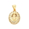Brass Micro Pave Cubic Zirconia Pendants, Cadmium Free & Lead Free, Oval & Religion, Saint Jude Charms, Real 16K Gold Plated, 18x13x3.5mm, Hole: 5x3.5mm