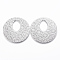 Non-Tarnish 304 Stainless Steel Pendants, Textured, Flat Round with Flower Pattern with Flower, Stainless Steel Color, 35.5x1mm, Hole: 1.2mm