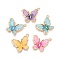 Rack Plating Alloy Enamel Pendants, Cadmium Free & Nickel Free & Lead Free, Light Gold, Butterfly Charm, Mixed Color, 23.5x21x3mm, Hole: 1.2mm
