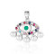 Brass Micro Pave Cubic Zirconia Pendants, Horse Eye Charms, Platinum, 21x16x4.9mm