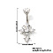 Elegant and Stylish Cross Brass Rhinestone Belly Rings Curved Barbell, Silver, 31x15mm