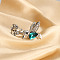 Leaf & Bird Zinc Alloy with Rhinestone Cuff Rings, Platinum, Inner Diameter: 17mm