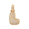 Brass Micro Pave Clear Cubic Zirconia Pendants, Cadmium Free & Nickel Free & Lead Free, Real 18K Gold Plated, Letter L, 31x15x5mm, Hole: 3x6mm