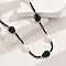 Fashionable Vintage Teardrop Imitation Pearl & Glass Sead Beaded Women's Long Necklaces, Black