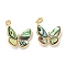 Brass Micro Pave Clear Cubic Zirconia Pendants, Cadmium Free & Nickel Free & Lead Free, with Paua Shell, Butterfly Charms, Real 18K Gold Plated, 27.5x26x5.5mm, Hole: 4x3mm