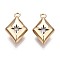 Brass Micro Pave Clear Cubic Zirconia Charms, Cadmium Free & Nickel Free & Lead Free, Rhombus with Star, Real 18K Gold Plated, 15x10x4.5mm, Hole: 1.2mm