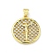 Brass with Cubic Zirconia Pendants, Cadmium Free & Lead Free, Round, Clear, 22x20x2.9mm, Hole: 5x3.5mm