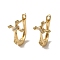 Brass Micro Pave Cubic Zirconia Hoop Earring, Light Gold, 18.5x11mm