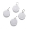 Non-Tarnish 304 Stainless Steel Charms, with Jump Rings, Blank Stamping Tag, Flat Round, Stainless Steel Color, 12.5x10x0.8mm, Hole: 3.5mm