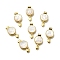 Brass Pave Natural White Shell Flat Round with Heart Pendants, Cadmium Free & Lead Free, Rack Plating, Long-Lasting Plated, Real 18K Gold Plated, 22.5x12x3mm, Hole: 2mm