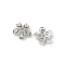 Brass Micro Pave Clear Cubic Zirconia Bead Caps, 5-Petal Flower, Platinum, 7.5x8x3mm, Hole: 1.2mm