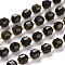 Natural Golden Sheen Obsidian Beads Strands, Round, Faceted, 7x7x8mm, Hole: 0.8mm, about 38pcs/Strand, 15.35 inch(39cm)