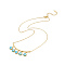 316 Stainless Steel Cable Chain Pendants Necklace with Chain Extender & Lobster Claw Clasp, Bib Necklaces, Flat Round with Evil Eye Tassel Pendant Necklace for Women, Golden, Deep Sky Blue, 17-3/4 inch(45cm)