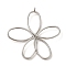 Non-Tarnish 304 Stainless Steel Pendants, Flower Charm, Stainless Steel Color, 41x39.5x3.5mm, Hole: 1.8mm