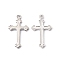 Rack Plating Brass Pendants, Long-Lasting Plated, Cadmium Free & Lead Free, Cross Charms, Platinum, 17.5x10x1mm, Hole: 1mm