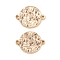 Brass Textured Connector Charms, Flat Round Links, Cadmium Free & Nickel Free & Lead Free, Real 18K Gold Plated, 12x16x2mm, Hole: 1mm