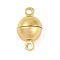 Rack Plating Brass Magnetic Clasps, with Loops, Cadmium Free & Lead Free, Long-Lasting Plated, Round, Real 18K Gold Plated, 14x8x8mm, Hole: 1.6mm