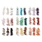 Gradient Color Mixed Gemstone Chip Beaded Pendants, with 304 Stainless Steel Loops, Stainless Steel Color, 28~34x7~10x7~10mm, Hole: 2x3mm, 27pcs/set