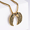 Retro Rock Punk Men's Angel Wing 304 Stainless Steel Pendant Necklaces, Golden