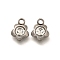 201 Stainless Steel Charms, with Crystal Rhinestone, Flower, 9.5x7.5x3mm, Hole: 1.5mm