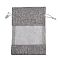 Cotton Packing Pouches, Drawstring Bags, with Organza Ribbons, Gray, 18.3x13x0.35cm