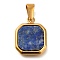304 Stainless Steel Pave Natural Lapis Lazuli Pendants, Square Charms, Golden, PVD Vacuum Plating, 19x15x4mm, Hole: 7x3mm