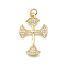 Brass Micro Pave Cubic Zirconia Pendants, Cross, Long-Lasting Plated, Lead Free & Cadmium Free, with Jump Ring, Real 18K Gold Plated, 25x17x2mm