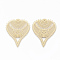 304 Stainless Steel Filigree Joiners, Leaf, Golden, 42x35x0.5mm, Hole: 1mm