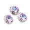 K9 Glass Rhinestone Pointed Back Cabochons, Random Color Back Plated, Faceted, Diamond, Flower Pattern, Vitrail Light, 14x7mm