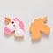 Resin Cabochons, Unicorn, Pearl Pink, 23x27.5x6mm