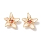 Brass Enamel Pendants, Cadmium Free & Nickel Free & Lead Free, with Glass, Real 18K Gold Plated, Flower Charm, Antique White, 19x16x5mm, Hole: 1mm