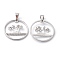 Brass Pendants, Long-Lasting Plated, Flat Round with Palm Tree, Platinum, 26x26x3.5mm, Hole: 8x3mm