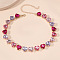Alloy Colorful Rhinestone Cup Chain Necklaces for Women, Golden, Heart, 14.96 inch(38cm)