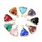 Brass and K9 Glass Pendants, Triangle Charms, Mixed Color, 17x12.5x4mm, Hole: 2.5mm