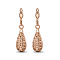 Fashion Real 18K Gold Plated Dangle Brass Leverback Earrings, with Hollow Decorative Pattern Drop Pendant, Rose Gold, 40mm, Pin: 1mm