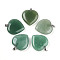 Natural Green Aventurine Pendants, with Stainless Steel Snap On Bails, Heart, Stainless Steel Color, 31x30x8mm, Hole: 5.5x2.5mm