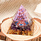 Resin Orgonite Pyramid Home Display Decorations, with Natural Gemstone Chips, Orange, 50x50x50mm