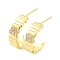 Rack Plating Brass Cubic Zirconia Arch Stud Earrings, Long-Lasting Plated, Lead Free & Cadmium Free, Real 18K Gold Plated, 18.5x5.5mm