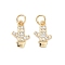Brass Micro Pave Cubic Zirconia Pendants, Cactus Charms, with Jump Ring, Real 14K Gold Plated, 13x9x2mm, Hole: 3.5mm
