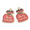 Alloy Enamel Pendants, for Christmas, Light Gold Plated, Bag with Word Merry Christmas, Red, 24x17.5x1mm, Hole: 1mm